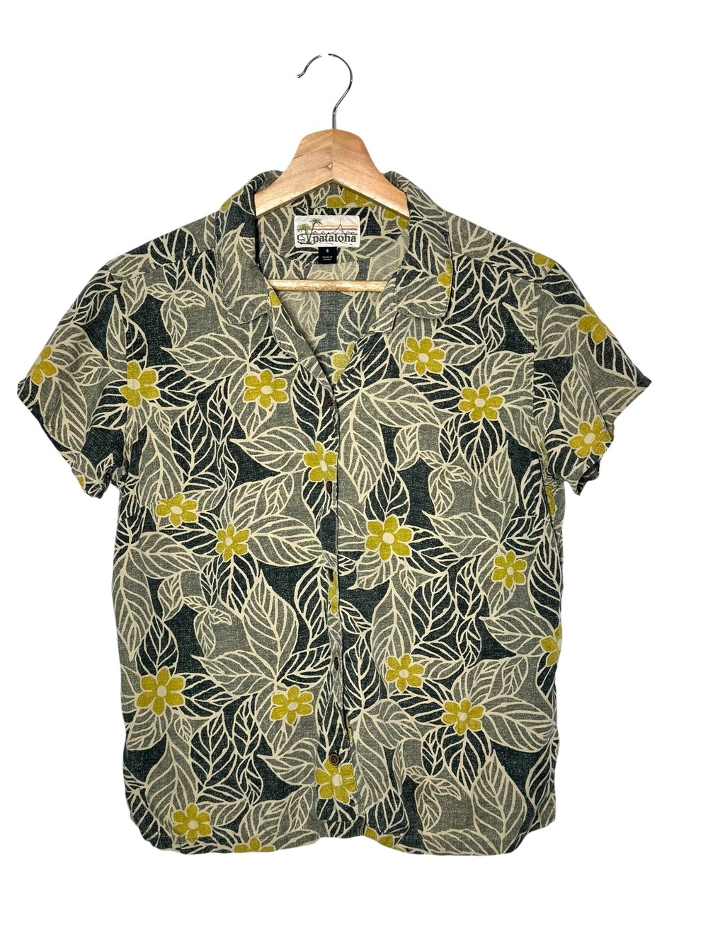 Patagonia Pataloha Malihini Dogwood Lightweight Button Shirt Green Floral 8